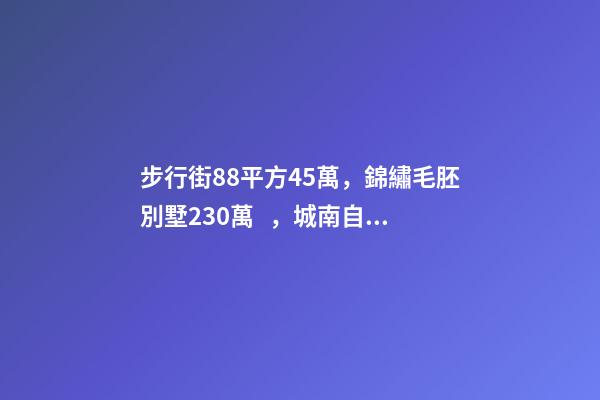 步行街88平方45萬，錦繡毛胚別墅230萬，城南自建房273平帶院165萬